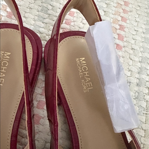 Michael Kors Burgundy Croc-Embossed Slingback Flats - Picture 3 of 6